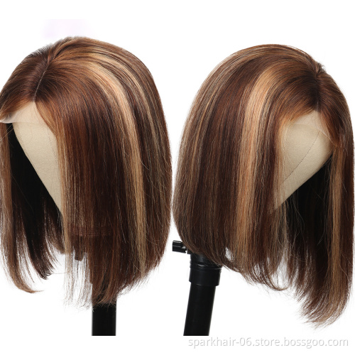 Ombre Bob Wig 100% Human Hair,Short Curly Bob Wigs Human Hair Lace Front, Short Bob Lace Front Human Hair Wigs For Black Women
